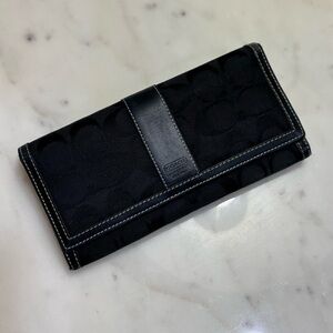 Coach Black Signature Jacquard Continental Wallet